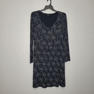 J Jill Wearever collection black cream all over print stretch pullover dress L